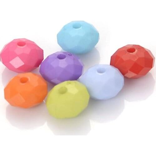Miasol 8x6 MM Solid Color Faceted Acrylic Plastic Loose Spacers Charms Beads Random Mixed Color For Diy Jewelry Making Wholesale