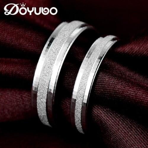DOYUBO Simple Lovers' 925 Sterling Silver Wedding Rings For Men & Women Classical Solid Silver Couples Rings Accessories VB050
