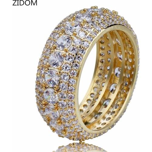 Men Hip hop iced out bling Pave Setting Zircon Round Rings fashion popular Charm Ring for Party Hiphop jewelry gits
