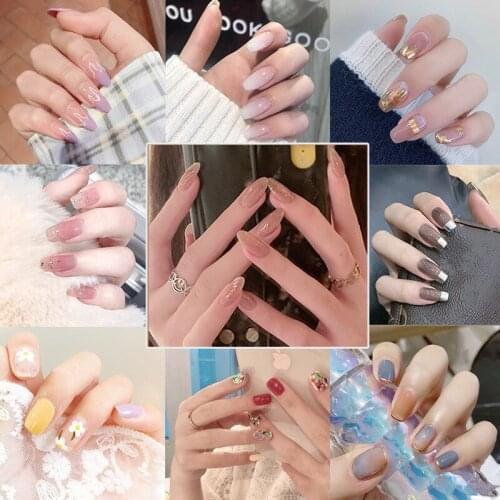 Fake Nails Art Nail Tips Press on False with Designs Set Full Cover Artificial Short Packaging Kiss Display Clear Tipsy Stick