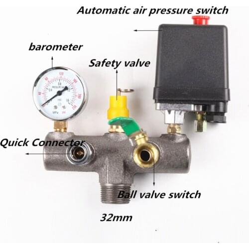 External thread 32MM six-way assembly air compressor cast iron exhaust assembly air pump switch bracket 0.5-0.8MPA