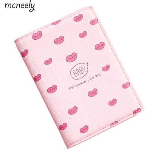 Red lips Travel Passport Cover passport Holder PU Leather ID Card Bag Plane ticket Coin Storage Business card holder 14*10CM