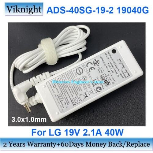Genuine ADS-40SG-19-2 SWITCHING Adapter 19V 2.1A 40W 3.0x1.0mm Charger For LG EAY63128802 19040G