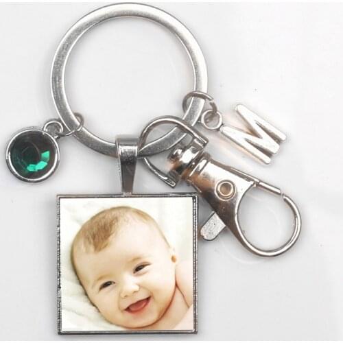 Personalizeds Keychain Square Private Photo Family Baby Child Dad Mom Square Sister Parents Family Portrait Gift for Family love
