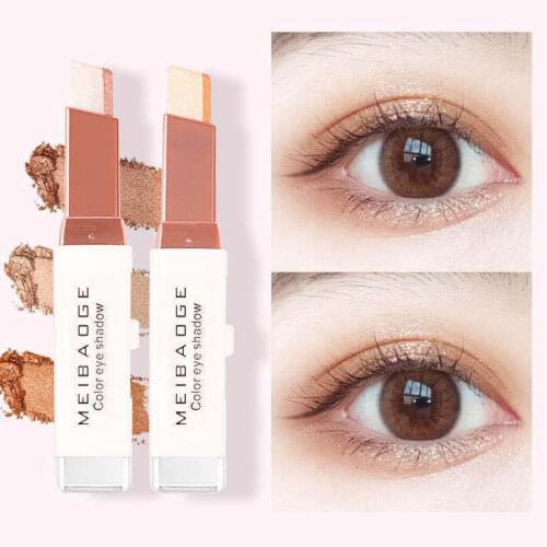 Professional 2 In 1 Double Color Gradient Velvet Shadow Stick Eye Makeup Waterproof Lasting Shimmer Metallic Eyeshadow Makeup