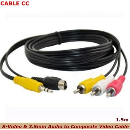 S-Video & 3.5mm Audio to Composite Video and RCA L/R AudioS terminal +3.5mm audio composite video / RCA left / right audio cable