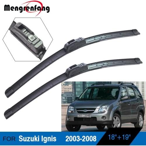 For Suzuki Ignis Car Frameless Soft Rubber Wiper Blade Front Windscreen Wiper Blades J Hook Arms 2003 2004 2005 2006 2007 2008