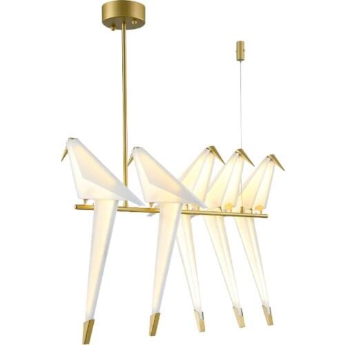 Modern and simple paper crane lamp bedroom bedside creative art study porch two or three five single head dining room chandelier
