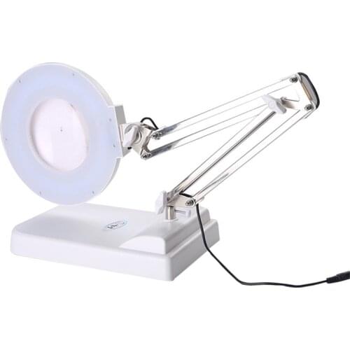Magnification 30x Table Top Stand Optical Glass Repairing Lighted Magnifier Lamp PCB Precision Parts Inspection Magnifying Glass