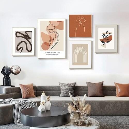 Vintage Abstract Girl Curve Leaf Tunnel Nordic Posters And Prints Wall Art Canvas Painting Wall Pictures For Living Room Decor