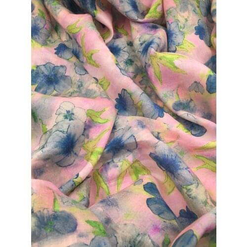 High quality pure ramie material High-end dresses and skirts tissus Beautiful printing fabrics