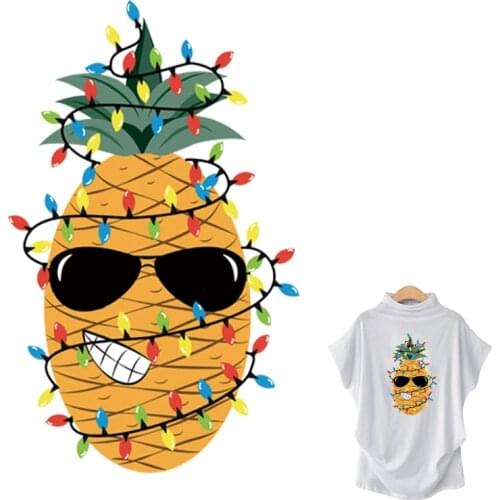 Funny Pineapple Clothing Stickers Hot Tear New Design T-Shirt Dresses Thermal Transfer Diy Patches For Clothes Summer Patch