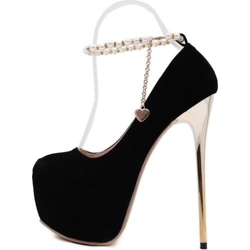 2020 New Temperament Sexy Super High Heels Stiletto Black Platform Shoes 16CM Single Shoes Womens Shoes