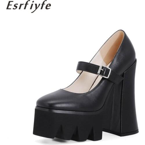 ESRFIYFE 2021 New Spring Mary Janes Shoes Women Japanese Style Shoes Women Vintage Girls High Heel Platform Shoes Big Size 34-48