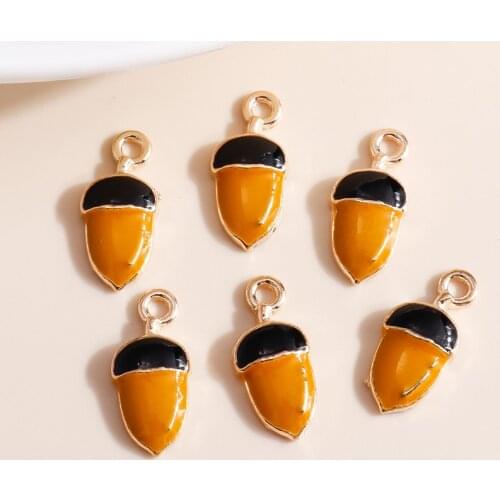 10pcs 8*17 Enamel Mini Nut Charms for Earrings Pendants Necklaces Making Hazelnut Food Charms Handmade DIY Jewelry Accessories