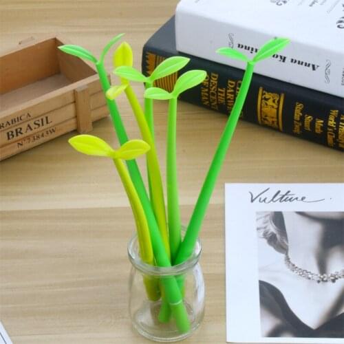 24PCS Creative Stationery Model Green Plant Gel Pen Simple Clover Black Ball Pen Students Stationery Supplies