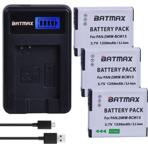 3Pcs DMW-BCM13E DMW-BCM13 BCM13 Battery + LCD Charger for Panasonic Lumix DMC-TZ60 DMC-ZS27 DMC-ZS30 DMC-ZS35 DMC-ZS40 DMC-FT5
