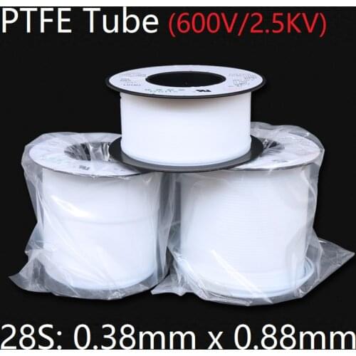5M 28S 0.38mm x 0.88mm PTFE Tube T eflon Insulated Rigid Capillary F4 Pipe High Temperature Resistant Transmit Hose 600V White