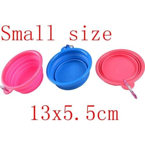 500pcs/lot Pure color Silicone Pet Water Feeding Dogs Bowls Cats Puppy Foldable Collapsible Containers with hook 13x5.5cm