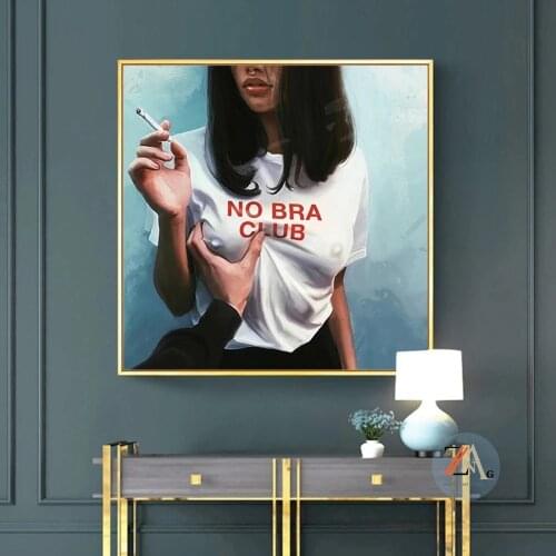 Abstract Oil Painting Rebellious Girl Smoking Modern Art Poster Canvas Print Wall Home Bedroom Room Decoration