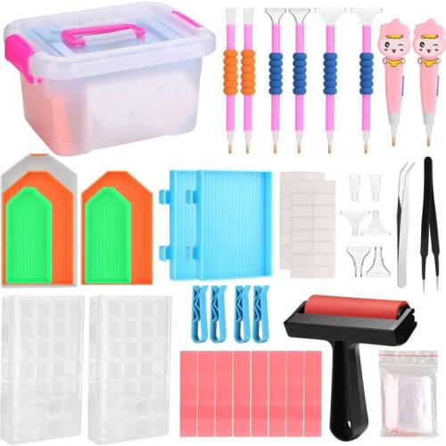 Diamond Painting Accessories 5d Diamond Mosaic Art Embroidery Pen Clay Tray Tweezers Sticker Storage box Cross Stitch Tools Kits