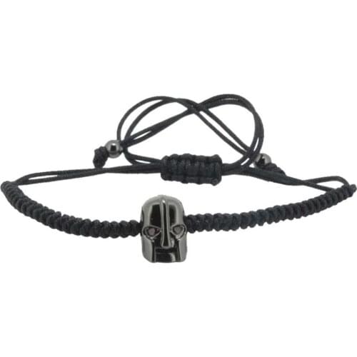 Anil Arjandas Bracelets Men Jewelry Black Cord CZ Brass Beads Macrame Charm Spartan Warrior Helmet Bracelet For Women
