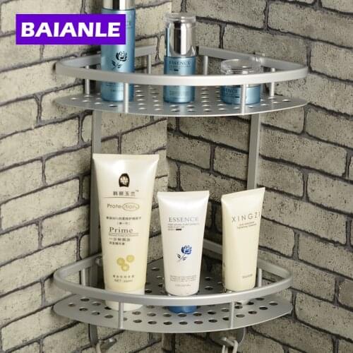 Free Shipping Wall Mounted finish NEW Space Alumnium Bathroom Shower Shelf Basket Holder Building materials
