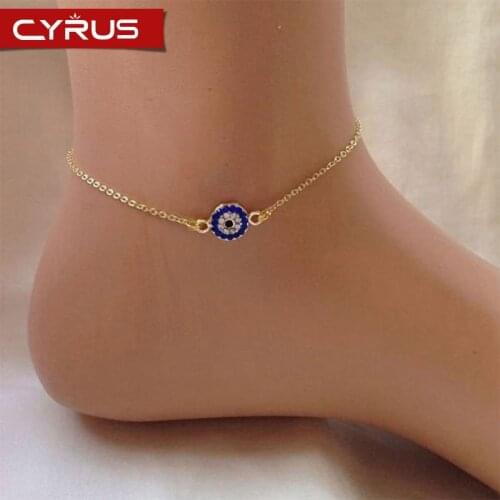 Gold Silver Color Ankle Chain Crystal Eye of Anklets for Women Foot Ankle on Leg Summer Beach Barefoot Boho Jewelry Accessories