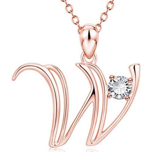 Fashion Initial Alphabet Letters Chain Necklace A-Z Pendants Choker Rose Gold Color Womens Necklace Jewelry Clavicle Chain