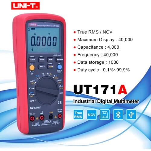 UNI T UT171A TRMS Digital Multimeter 40000 Count AC DC Analog bar NCV VFC OHM Freq Tester USB/Bluetooth Connect Data Storage ETL