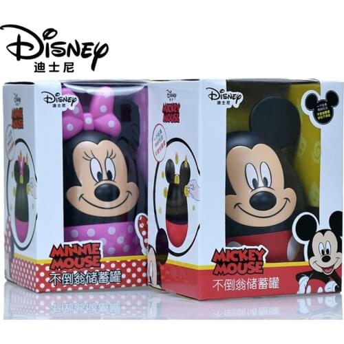 Disney Mickey Tumbler Piggy Bank for Kids Girls Toy Bank Cute Cartoon Minnie Piggy Banks Coins Collection Gifts for Children