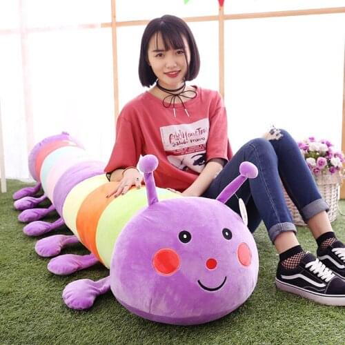 Dorimytrader Kawaii Soft Caterpillar Plush Sleeping Pillow Doll Huge Stuffed Colorful Anime Toys for Children Gift Decoration