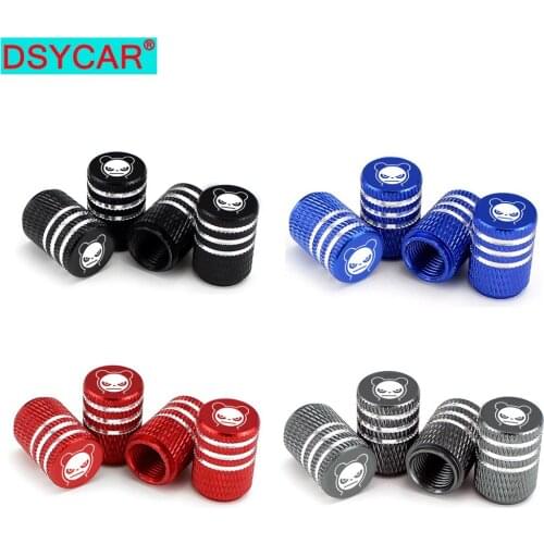DSYCAR 4Pcs/Set Car Truck Motorcycle Bike Tyre Air Valve Caps Aluminum Cartoon Tire Valve Cap Car Knurling Style Airtight New