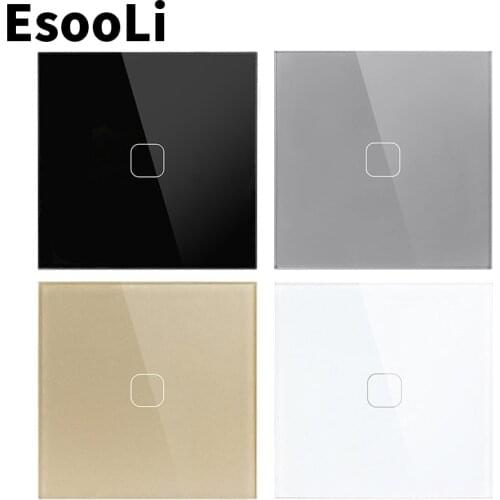 EsooLi Luxury Wall Touch Sensor Switch,EU/UK Standard Light Switch,Crystal Glass switch power,1/2/3 Gang 1 Way,Light Wall Touch