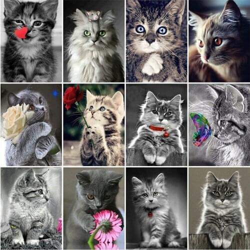 Evershine 5D DIY Diamond Embroidery Sale Cat Cross Stitch Diamond Painting Animal Pictures Of Rhinestones Handicrafts Gift