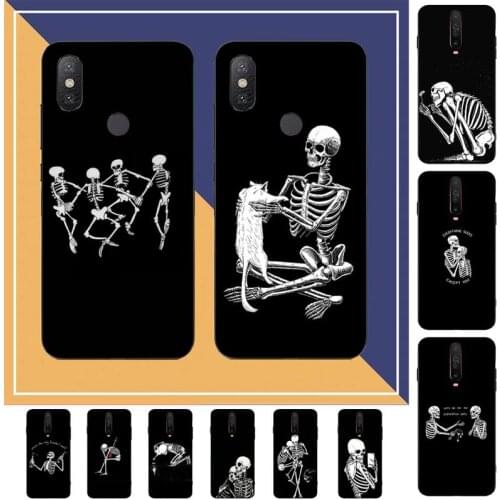 FHNBLJ Funny Skull Skeleton Phone Case for Redmi Note 8 7 9 4 6 pro max T X 5A 3 10 lite pro