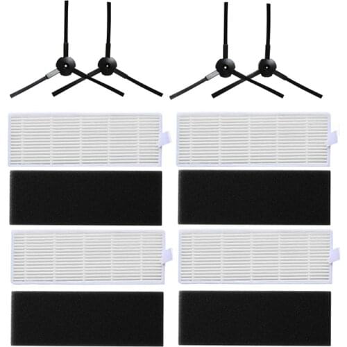 4x Hepa filter & 4x foam filter & 4x side brush replacements for Ilife A4 A6 A4S A8 A40 vacuum cleaner filter accessories
