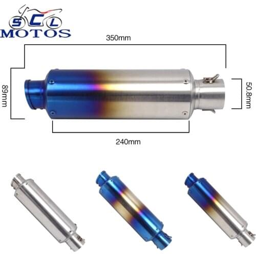 Sclmotos- 350mm Motorcycle Exhaust Muffler Pipe Tip Tail Tube Silencer Motocross Dirt Pit Street Bike Scooter For Suzuki Yamaha