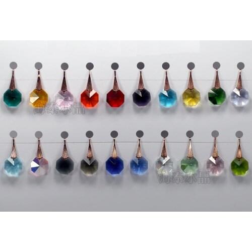 Camal 30pcs 14mm 15 Colors K9 Crystal Octagonal Loose Beads One Hole Prism Chandelier Lamp Part Curtain Ornamemt Home Decoration