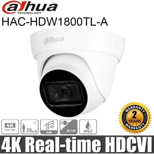 Dahua 8MP HAC-HDW1800TL-A 4K Real-time HDCVI IR Eyeball Surveillance Camera Built-in mic IR30 Security Camera CCTV