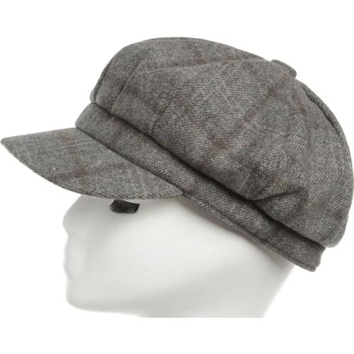 Newsboy cap for women Autumn Winter fashion British style lady Octagonal cap Lovers Leisure time Hundred and up Lattice Beret