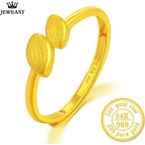 ZZZ 24k Pure Gold Leaves Shining And Bright Forever Solid 999 Real Adjust Female Rings Party Classic Yellow Golds 2020 New