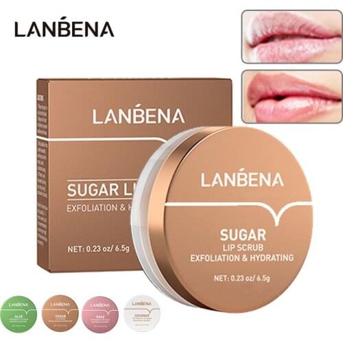 LANBENA Lip Mask Nourishing Moisturizing Repair Dry Exfoliator Scrub Lips Patches Rose Coconut Oil Aloe Vera SKin Care 4 Colors