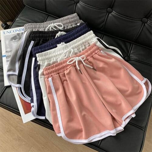 Summer Womens Sports Shorts High Waist Solid Color Yoga Running Wide Legs Casual Korean Style Loose Large Size Home Pajamas