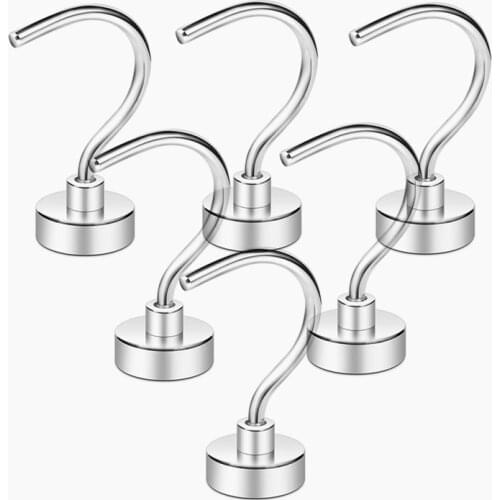 Magnetic Hooks Large Opening 24lbs Extra Strong Magnets Holder Heavy Duty Magnetic Hanger for Coat Fridge Grill #40,pack of 6