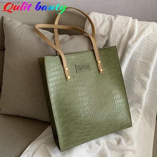 Fashion Crocodile Pattern PU Leather Womens Shoulder Bag High Quality Rectangular Ladies Tote Bag Purses and Handbags Designer