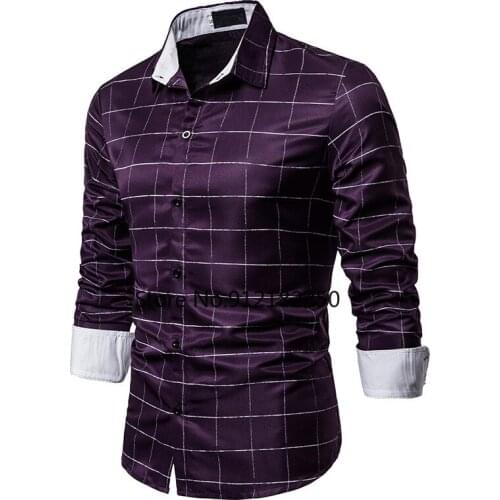 Mens Casual Plaid Button Down Dress Shirts Camisa Masculina 2021 Brand Slim Fit Long Sleeve Shirt Men Business Casual Shirt XXL
