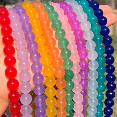 Natural Stone Malachite Green Blue White Pink Chalcedony Jades Beads Loose Spacer Beads For Jewelry Making DIY Bracelet Necklace