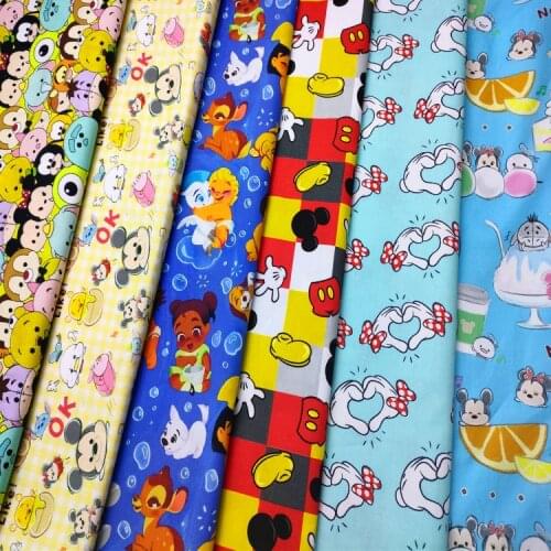 Disney Baby Princess Elsa Tiana Bambi The Lion King 100% Cotton Fabric for Girl Clothes Hometextile Cushion Cover Needlework DIY