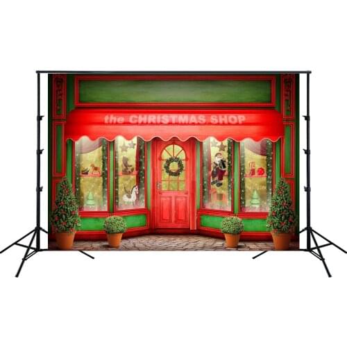 Newborn Baby Girl Boy Christmas Backdrop Red Green Noel Santa Shop Posters Family Kids Portrait Photo Studio Background Banner